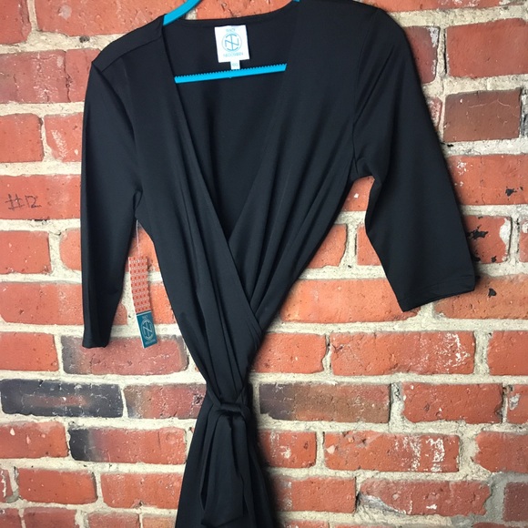 Tracy Negoshian Black Wrap Dress EXCLUSIVE - Picture 2 of 3